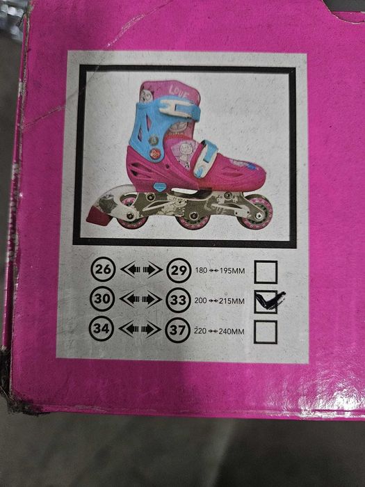 Patins em linha decathlon love gato rosa azul tamanho tamanho 30 a 33