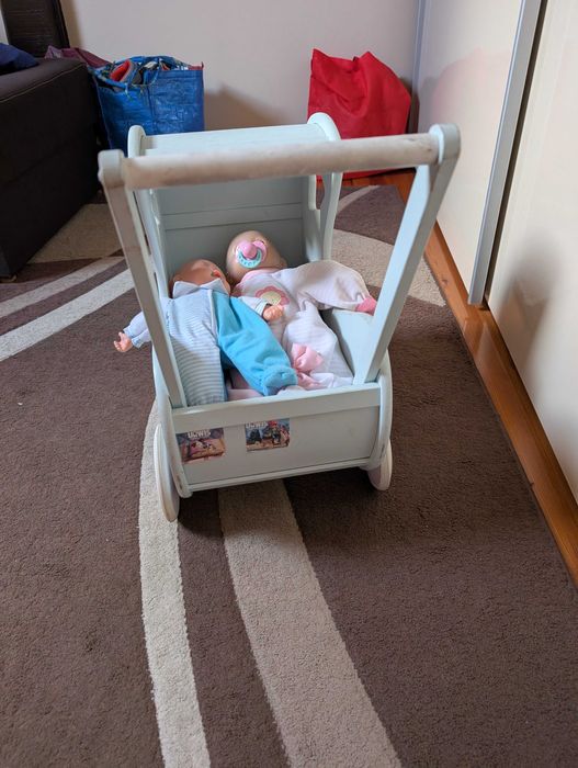 Wózek dla lalek piękny miętowy