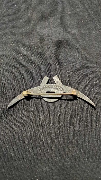 Broche antigo em prata “Sterling”-Canadá-ferradura esmaltada ano 40/60