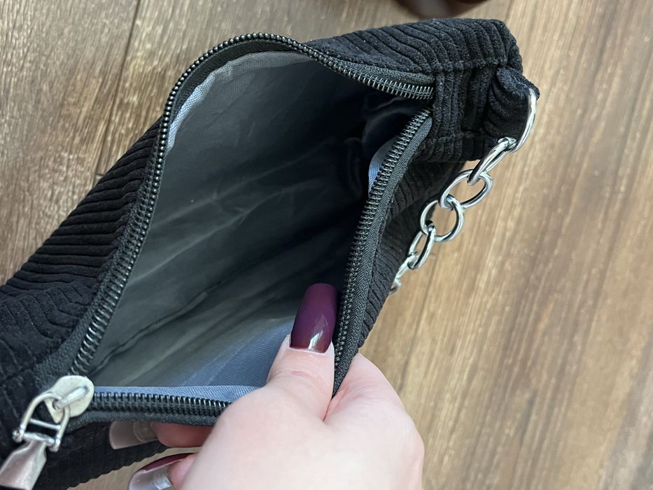 сумка коричнево бордова та чорна велюрова