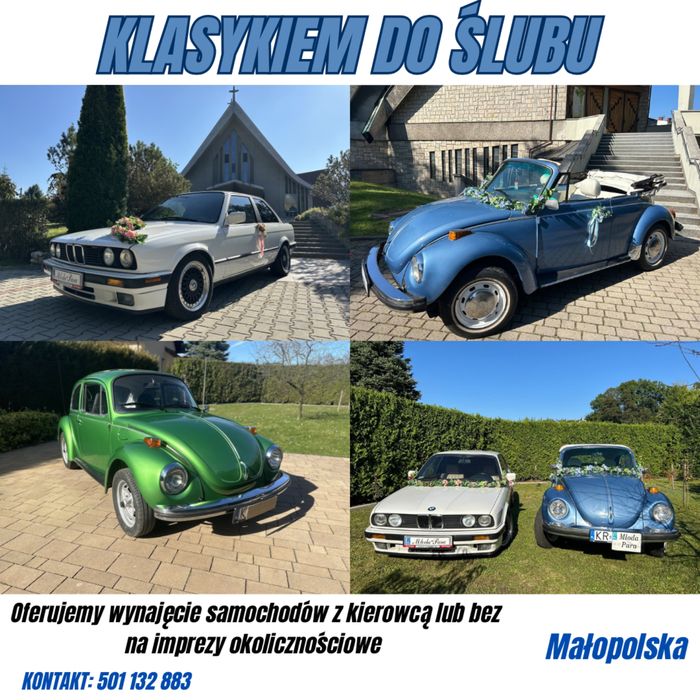 Wynajmę samochód ślub, sesja, reklama, garbus cabriolet, BMW E30