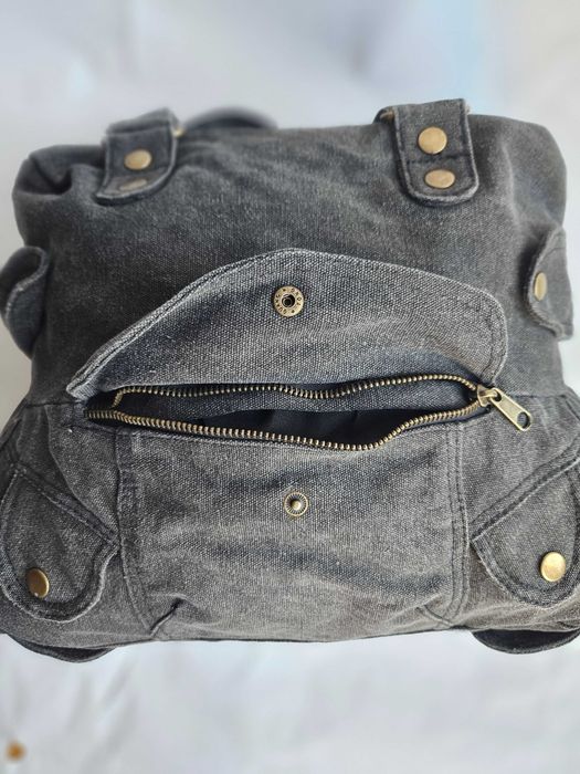 Сумка на плече NEW BAGS сірий канвас з кишенями