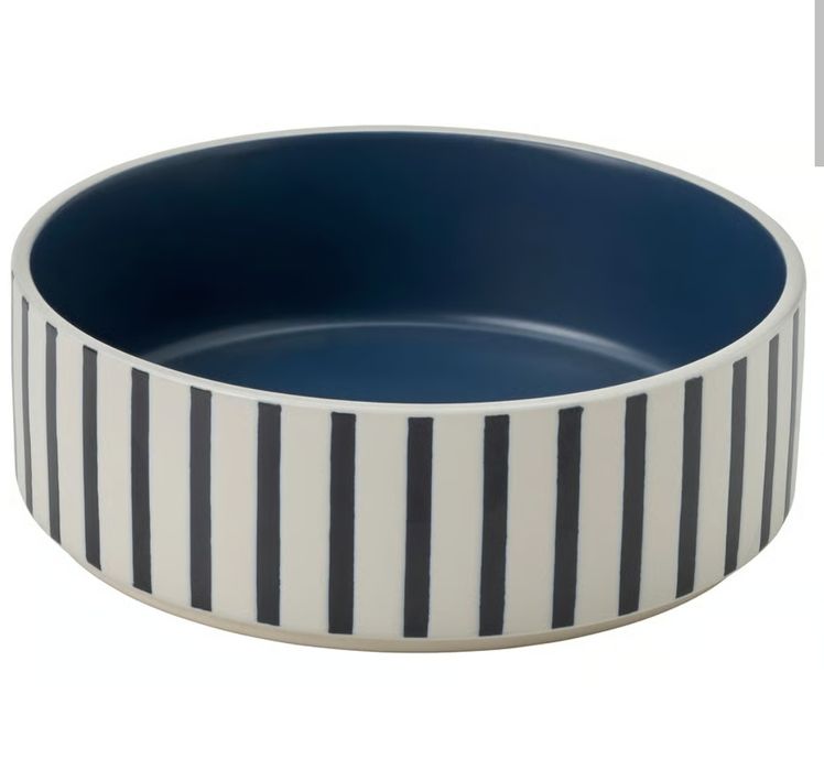 IKEA Miska dla zwierząt, wzór w paski czarnoniebieski/granatowy, 15 cm
