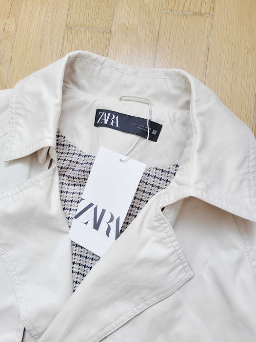 Світлий молочний жіночий тренч весняний плащ zara