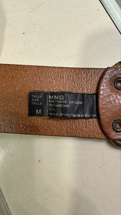 Ремінь Пояс чоловічий коричн натур шкіра MANGO р. М  манго р.105