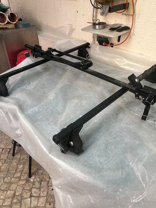 Barras tejadilho, suporte bicicleta e de prancha