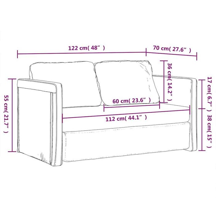 Sofa podłogowa 2-w-1, jasnoszara 122x204x55 cm, aksamit łóżko