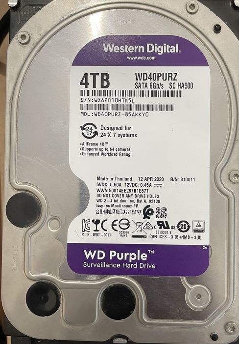 Жорсткий диск Western Digital WD Purple 4 ТБ