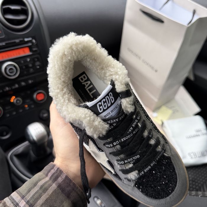 Жіночі зимові кеди кросівки з хутром Golden Goose Black Grey Premium
