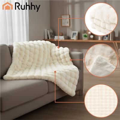 Koc narzuta 1,6x1m biały miękki trwały