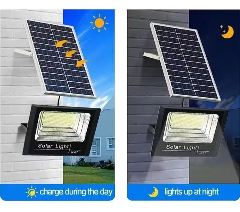 Foco Luz 100W com Carregamento Painel solar