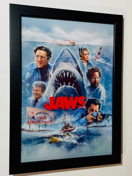 Plakat w ramce Szczęki  kultowe kino, kolekcjonerski