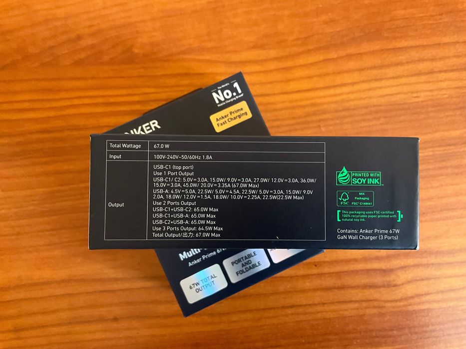 Швидкий зарядний пристрій ANKER GaNPrime™ 67W. Складна вилка. A2669.