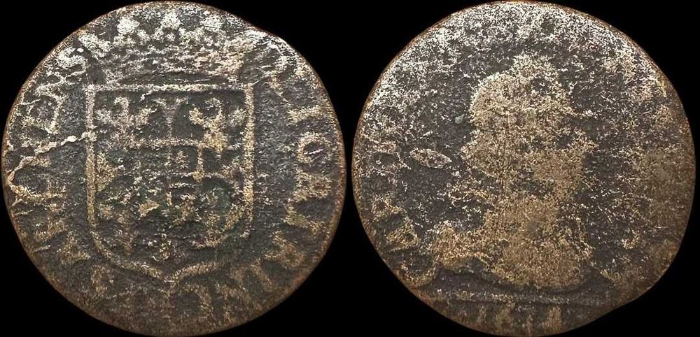 1 Liard - 1614 - França - Arches-Charleville - Carlos I Nevers (Rara)