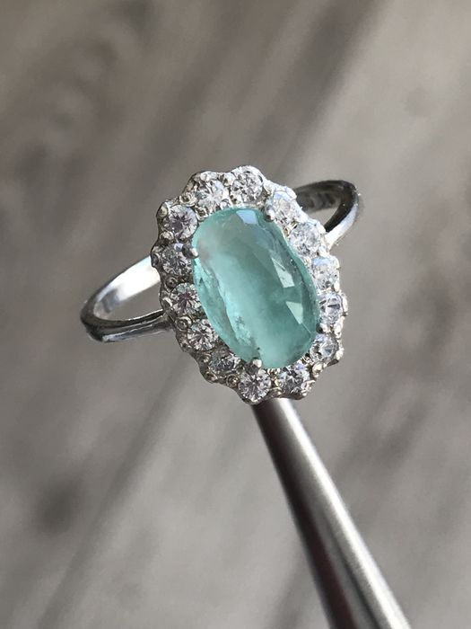 Кольцо изумруд серебро