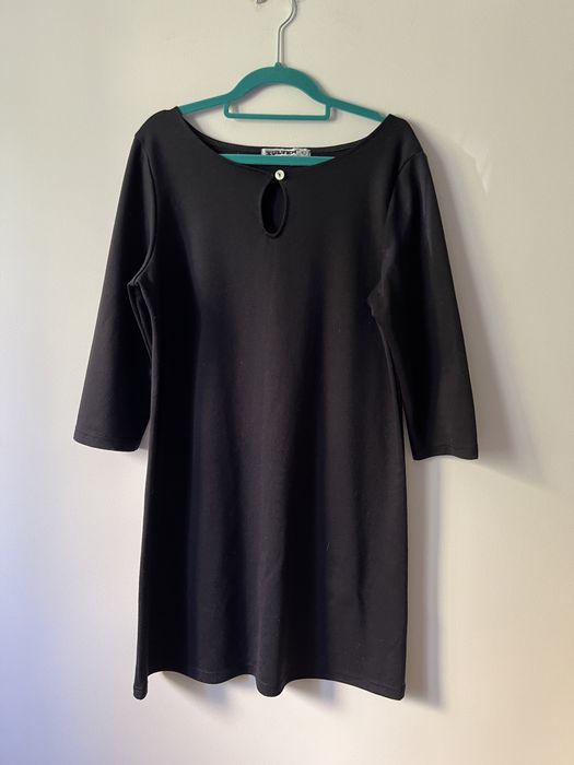 Granatowa sukienka z lezka z przodu Sultex roz. 42 / XL