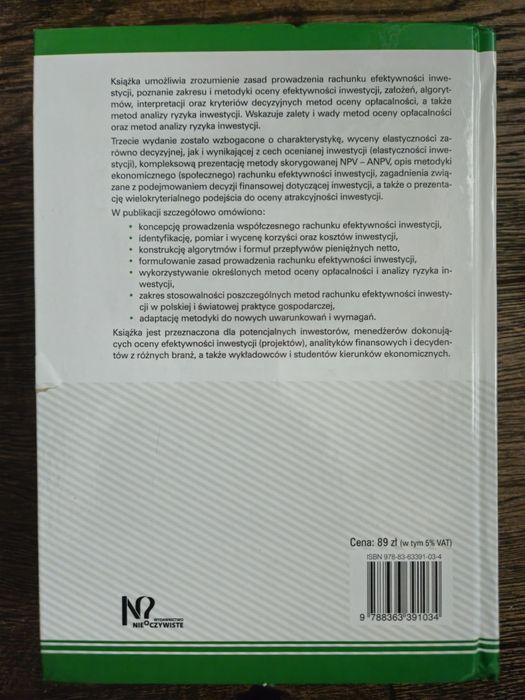 Rachunek efektywności inwestycji – Waldemar Rogowski  Wydanie III