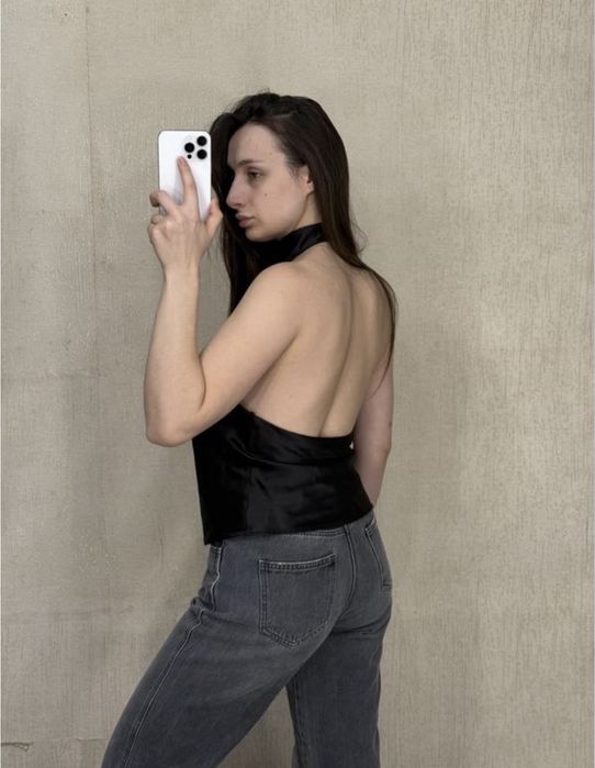 Атласний топ з відкритою спиною ZARA