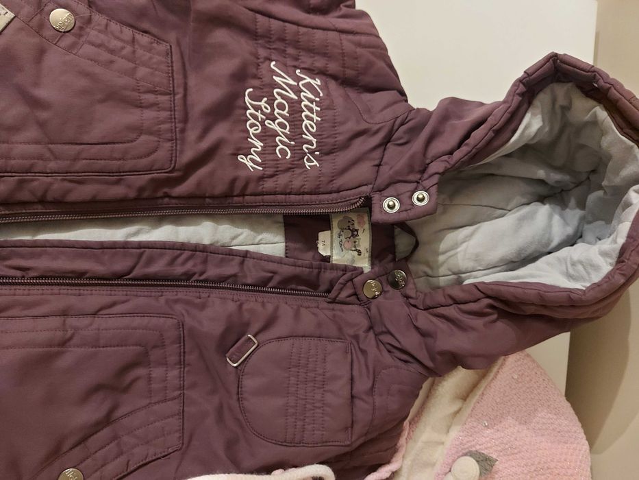 Kurtka zimowa 74, czapki, spodnie