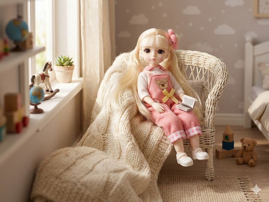 Śliczna Lalka Przegubowa 30 cm – Długie Blond Włosy | Pełna Ruchomość