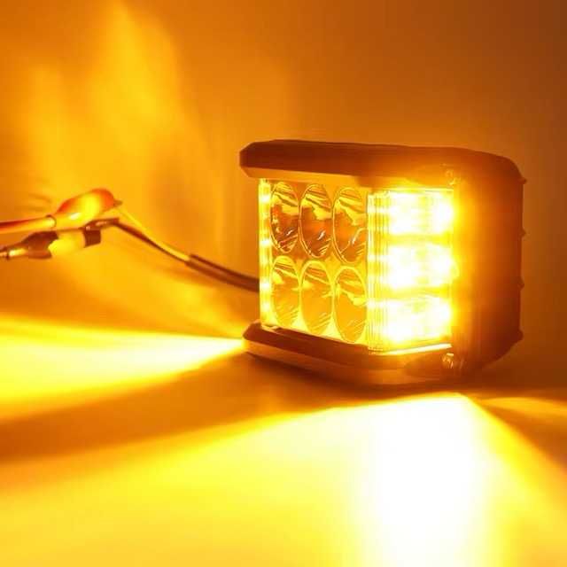 Par Faróis Auxiliares LED Quadrados Dupla Luz - 45W 9000LM