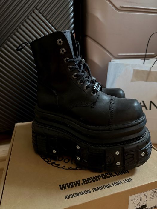Шкіряні черевики new rock crust negro + tank negro tornillos e-34
