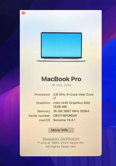 MacBook Pro 16 2019 ІдеалСтан i7 2.6 16Gb 512gb БезДефектів БезПаролів