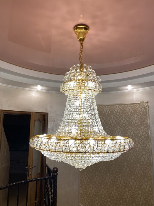 Хрустальная цепочная большая люстра