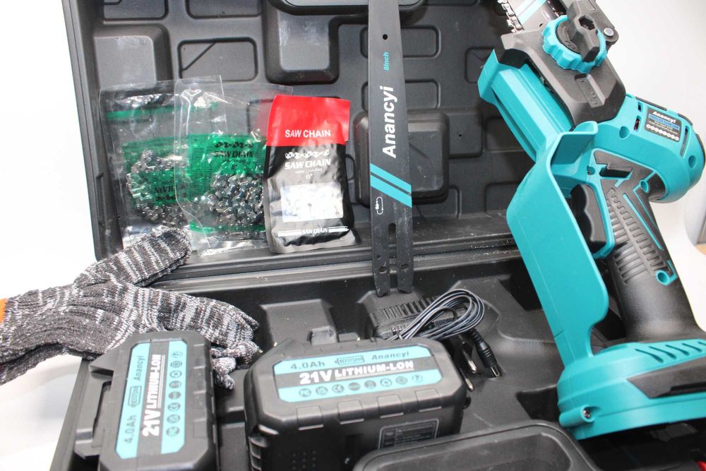 ANANCYI Mini pilarka łańcuchowa 6 i 8 cali z 2 akumulatorami 4000 mAh