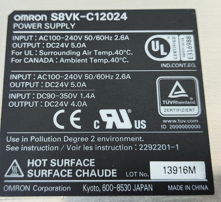 Блок питания Omron 220в 24в 5а