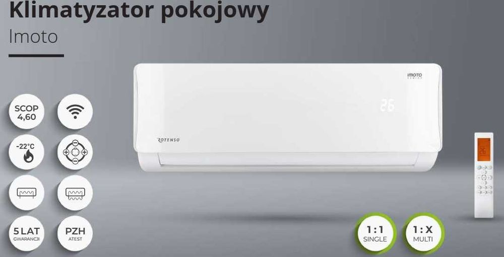 Klimatyzacja/ Ogrzewanie Rotenso Imoto I35X 3,5 kW Montaż Gratis