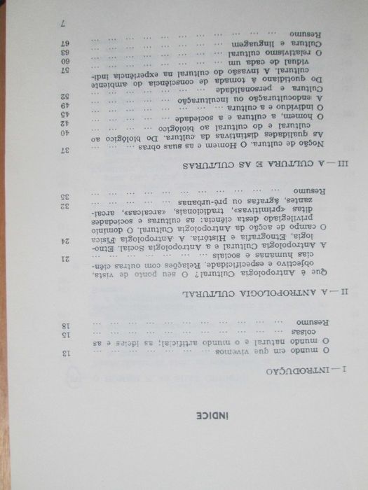 Introdução à Antropologia Cultural, Mesquitela Lima, BM, J Lopes Filho