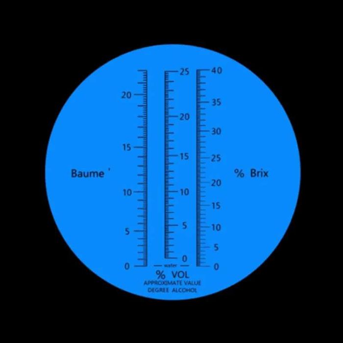 Рефрактометр для вимірювання цукру вина за шкалою Брікс (Brix) та Боме (Baume) і вмісту спирту у відсотках %