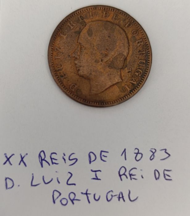 moeda xx reis 1883 D luiz 1 rei de portugal