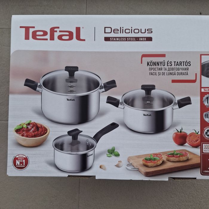 Zestaw garnków stalowych Tefal Delicious, 6 elementów, srebrne