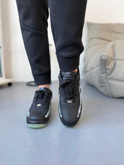 Nike Air Force 1 Low Skeleton QS Black, розміри 38–45