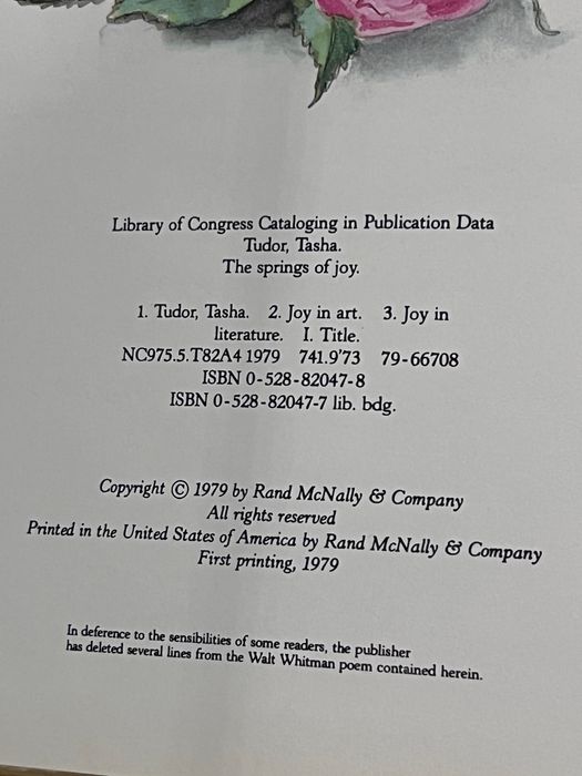 Livro "The Springs of Joy" - Tasha Tudor (Edição 1979)