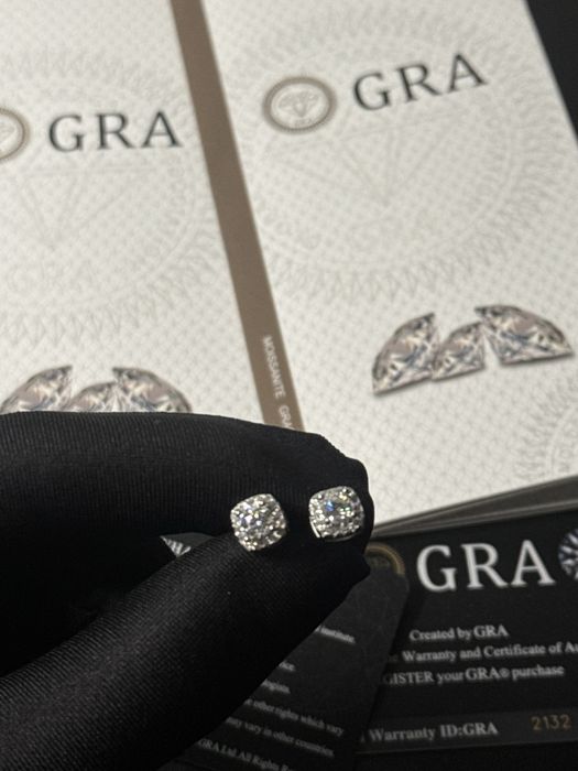 Kolczyki moissanite VVS1 5 mm 0.5 karata