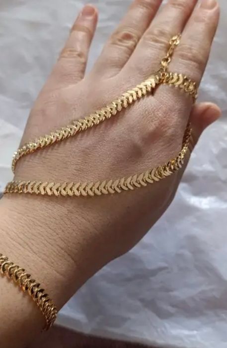 Zestaw Komplet Biżuterii Naszyjnik Bransoletka Pierścionek