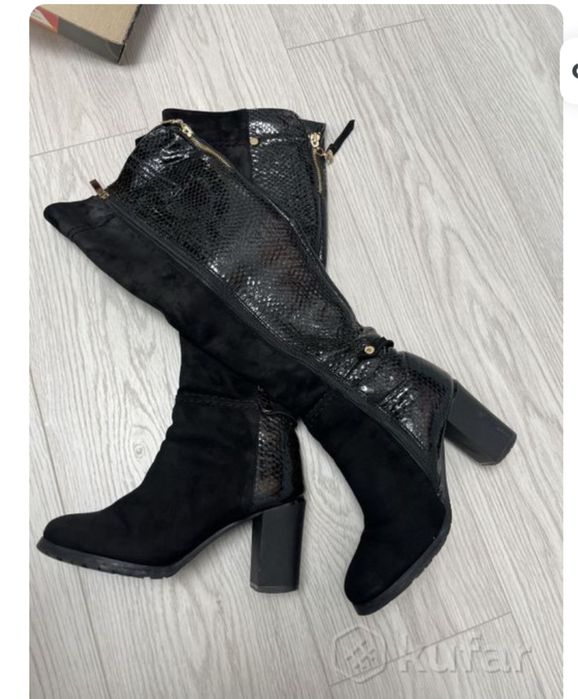 Зимні чоботи єврозима Foletti, замша+ шкіра тиснення змія 40р./25,5