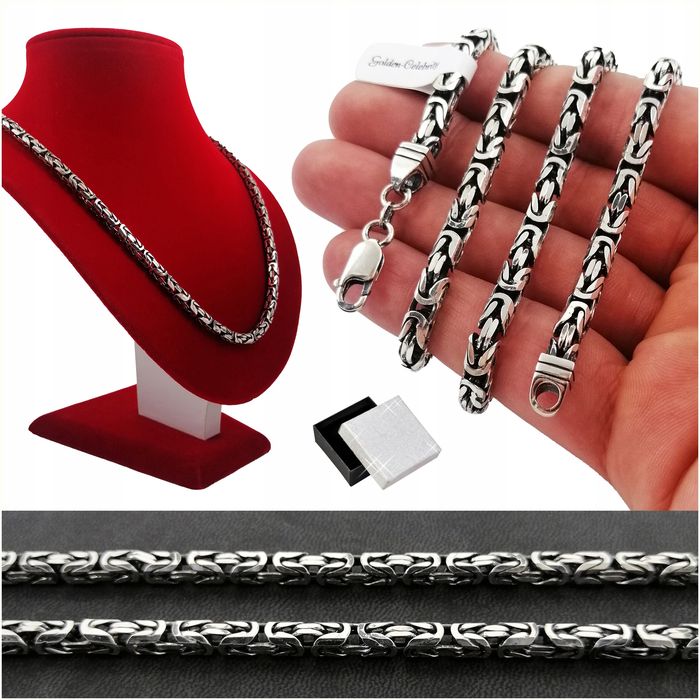 Srebrny Męski Łańcuszek Królewski Szeroki Pr. 925