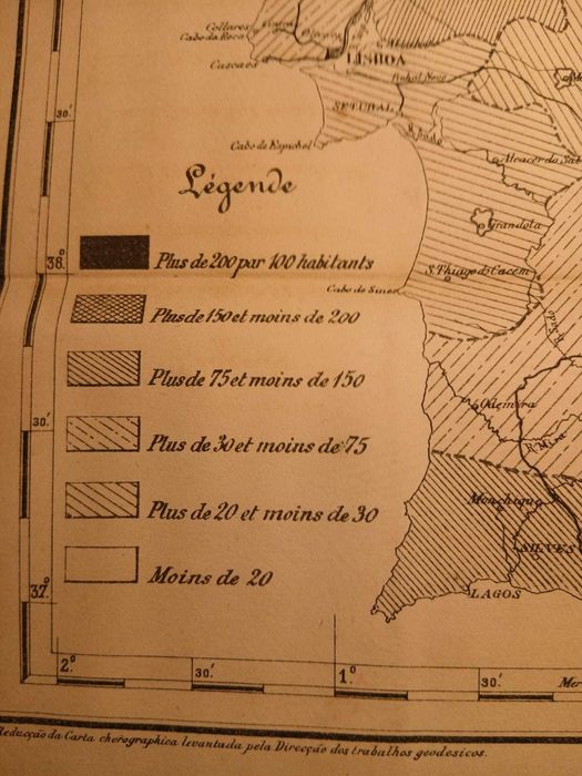 Mapa Portugal - Nombre moyen des Proprietés Rurales