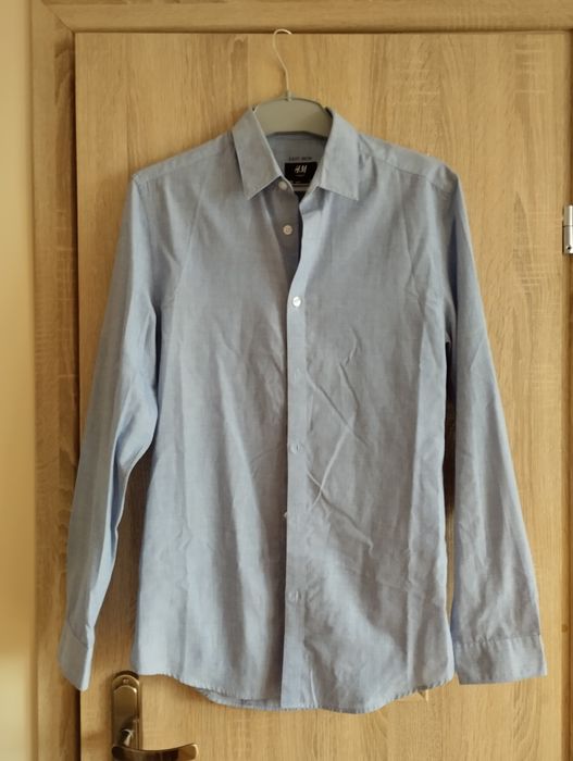 Koszula męska slim fit jasnoniebieska S taliowana elegancka H&M