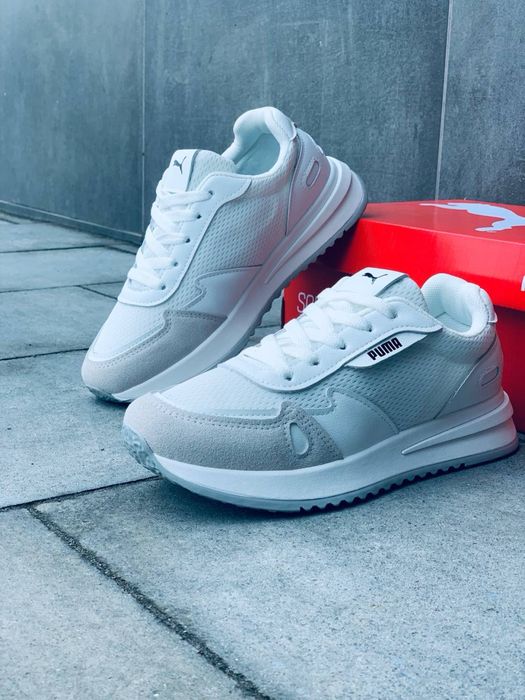 Легкі дихаючі кросівки Puma на літо • кожані жіночі кросовки пума зручні• ортопедична устілка • мяка підошва кросовки пума