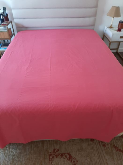 Capa de edredon de algodão rosa