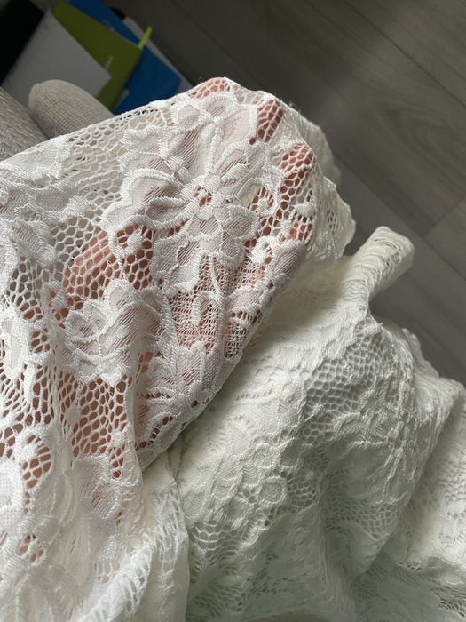 Bluzka koszula z długim rękawem koronką koronkowa biała Reserved M
