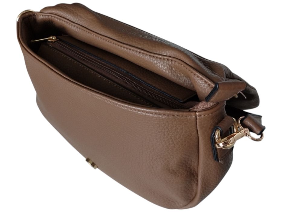 Mała Listonoszka Na Ramię Damska, Miejska, Kolor Brązowy