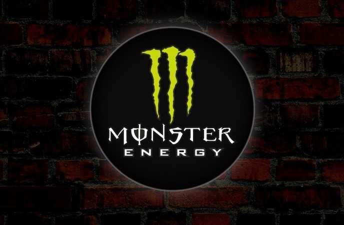 LED Neon MONSTER ENERGY, Logo podświetlane, Reklama, Baner, Plafon, 3D