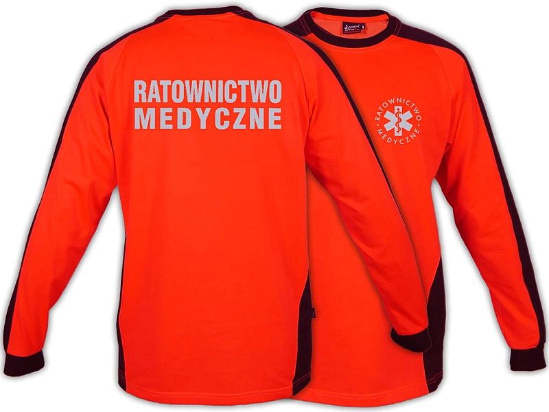 Koszulka ratownicza FLUO męska odblaskowa FUNKCYJNA z długim rękawem (