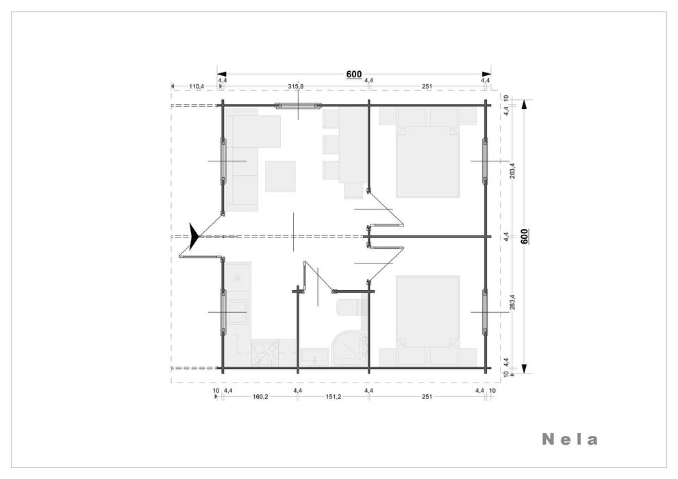 Drewniany domek letniskowy Nela 32 m2 - ROD, ośrodek wypoczynkowy
